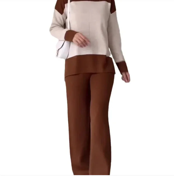 European And American Fashion Color Matching Top Loose All-match Wide Leg Pants Suit Women InSpaceX Fashion