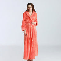 Women Winter Extra Long Robe Soft Warm Plus Size Flannel Peignoir Preg