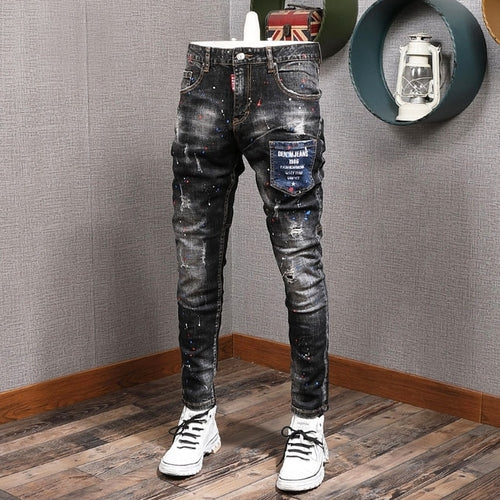 Men's Slim Elastic Jeans | Ripped Jeans Elastic Men | Mens Black Jeans AliExpress