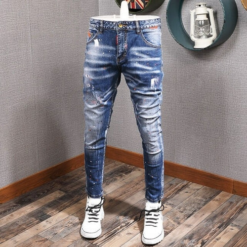 Men's Slim Elastic Jeans | Ripped Jeans Elastic Men | Mens Black Jeans AliExpress