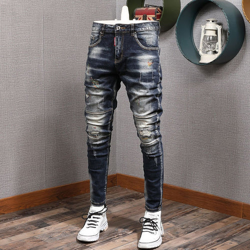 Men's Slim Elastic Jeans | Ripped Jeans Elastic Men | Mens Black Jeans AliExpress