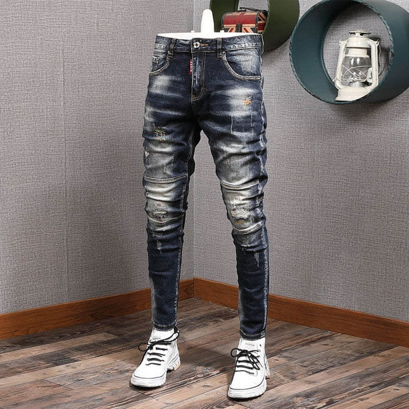 Men's Slim Elastic Jeans | Ripped Jeans Elastic Men | Mens Black Jeans AliExpress