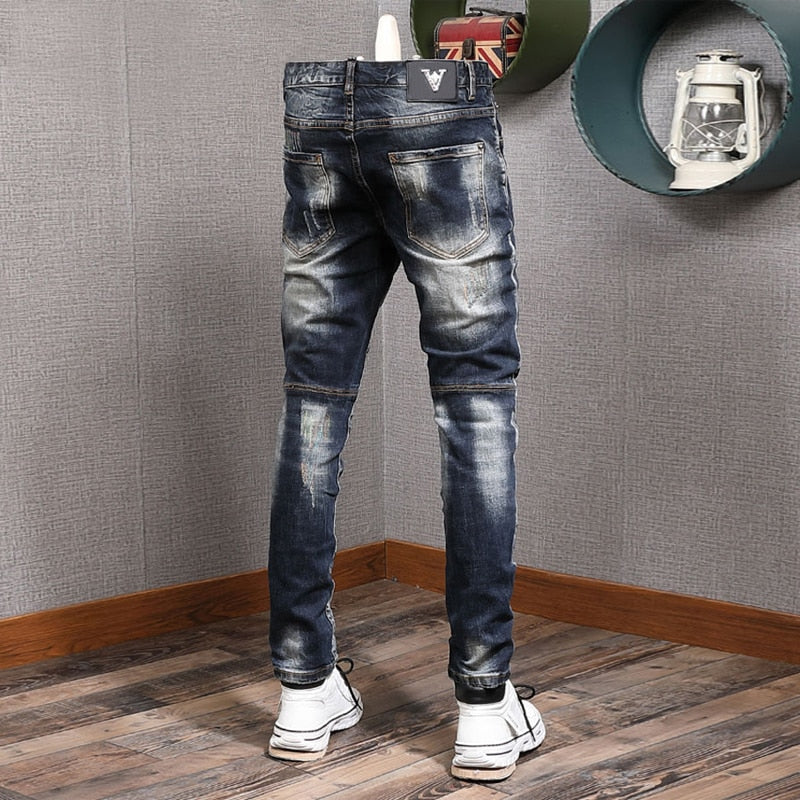 Men's Slim Elastic Jeans | Ripped Jeans Elastic Men | Mens Black Jeans AliExpress