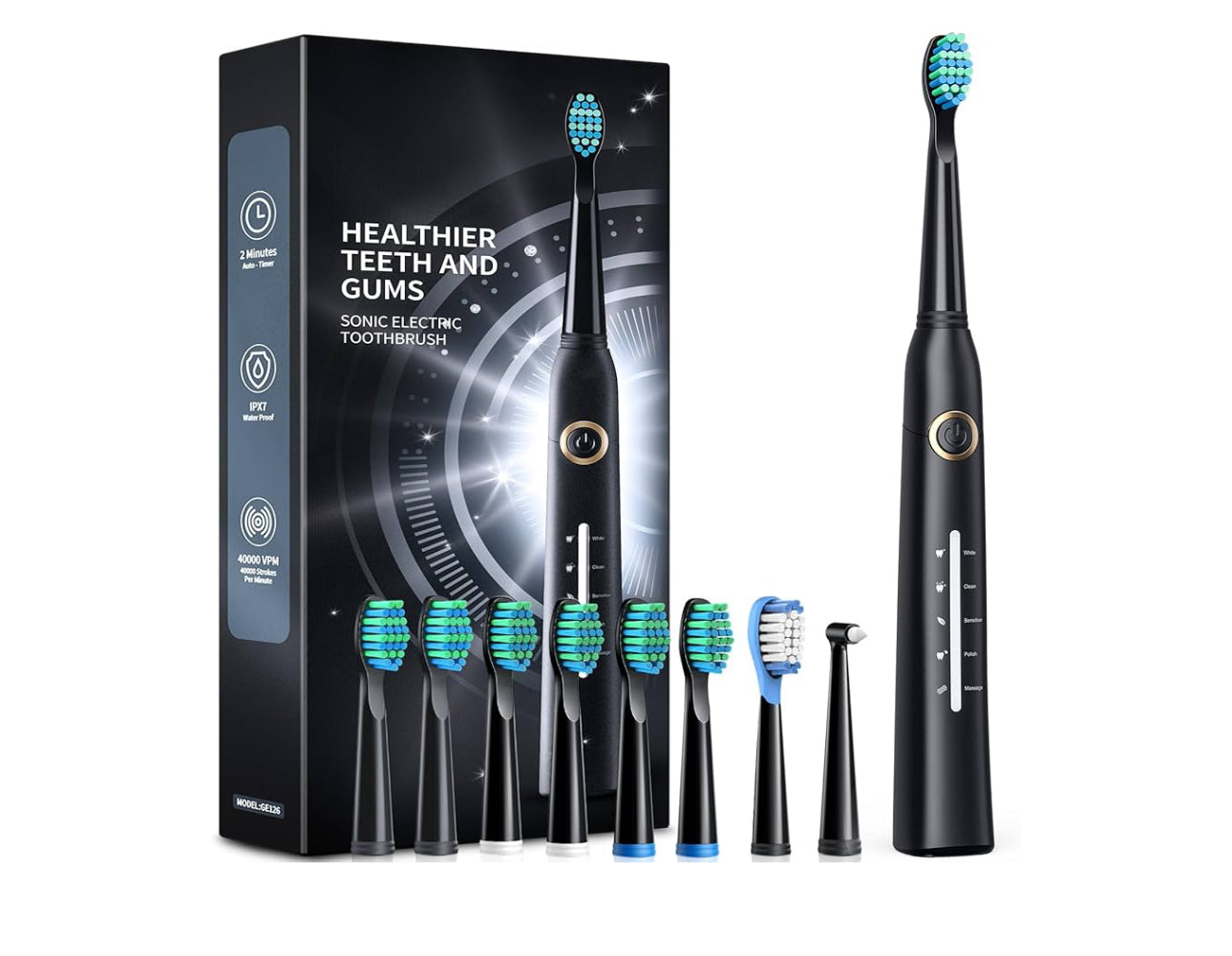 Electric Toothbrush for Adults with 8 𝐁𝐫𝐮𝐬𝐡 𝐇𝐞𝐚𝐝𝐬, Sonic Electric Toothbrush with 40000 VPM Deep Clean 5 Modes, Rechargeable Toothbrushes Fast Charge 4 Hours Last 30 Days 8605e3-4f