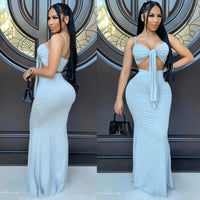 New arrivals  Bow Crop Top Long Bodycon Summer Dress 2021 Women Dresses Sexy 2pc sets for women women's sets with patchwork-2