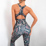 Snake Print Yoga Clothing High Waist Compression Workout Running Leggings and Bra Printed Yoga Set-3