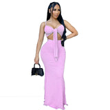 New arrivals  Bow Crop Top Long Bodycon Summer Dress 2021 Women Dresses Sexy 2pc sets for women women's sets with patchwork-9