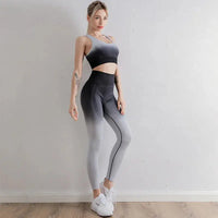 womens gym sets gradient seamless yoga breathable soft leggings and contour sports bra set-7