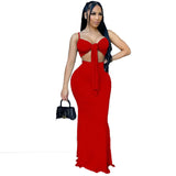 New arrivals  Bow Crop Top Long Bodycon Summer Dress 2021 Women Dresses Sexy 2pc sets for women women's sets with patchwork-6