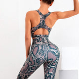 Snake Print Yoga Clothing High Waist Compression Workout Running Leggings and Bra Printed Yoga Set-0