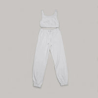 Summer Cotton Custom Logo Women Two Piece Sports Bra Top And Jogger Sweat Pants Set-7