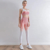 womens gym sets gradient seamless yoga breathable soft leggings and contour sports bra set-1