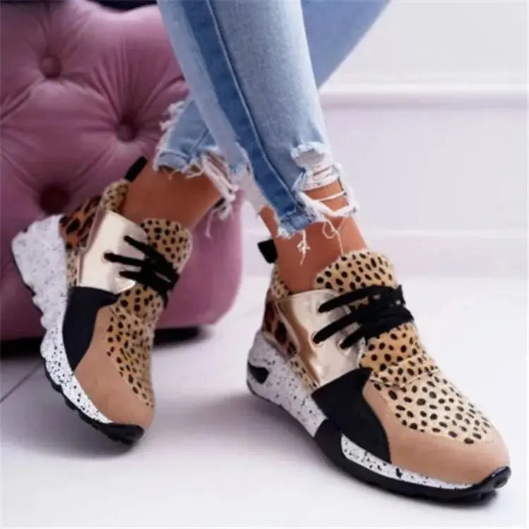 New women's Daddy Shoes ladies Print Casual Platform Height Increase Shoes walking style shoes-4