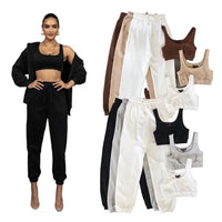 Summer Cotton Custom Logo Women Two Piece Sports Bra Top And Jogger Sweat Pants Set-0