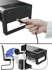 Office Home Aluminium laptop/tablet/Pc monitor riser stand With Usb Hub And 15 Wireless Charge-3