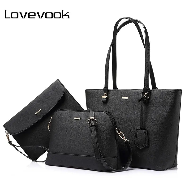 Free sample LOVEVOOK hot sale factory women leather tote bag high quality summer 3 pieces ladies purses and handbags women bags-16