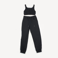 Summer Cotton Custom Logo Women Two Piece Sports Bra Top And Jogger Sweat Pants Set-6