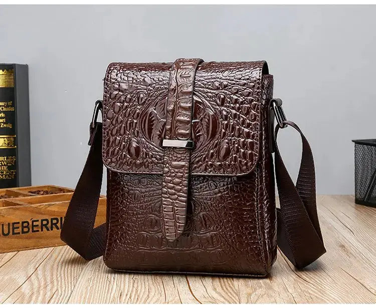 Wholesale leather men's crocodile leather shoulder bag 2021 new chest bags-7