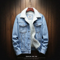 Men Light Blue Winter Jean Jackets Outerwear Warm Denim Coats New Men InSpaceX Fashion