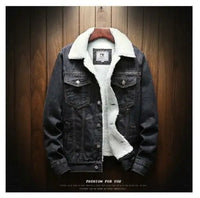 Men Light Blue Winter Jean Jackets Outerwear Warm Denim Coats New Men InSpaceX Fashion