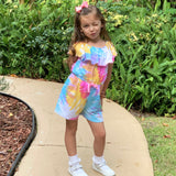 AnnLoren Girls Pastel Tie Dye Shorts Jumpsuit One Piece Outfit