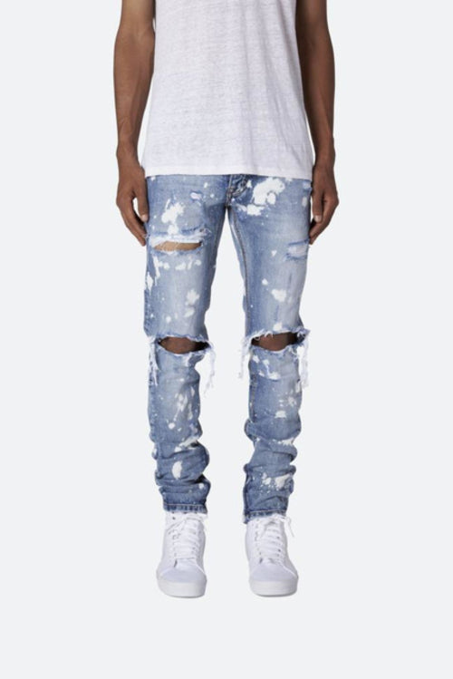 Jeans For Men 2022 Gradient Color Ripped White Dots Jeans Male Motor