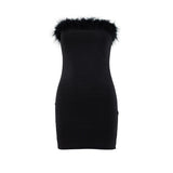 Sexy Women Clothing Ur Autumn Winter Tube Top Tassel Dress