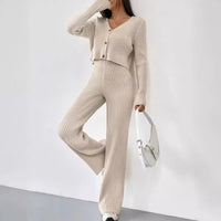 Women's Clothing Straight-leg Pants V-neck Washing And Drying Suit InSpaceX Fashion