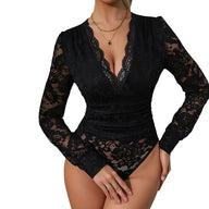 Women's Lace Black Long-sleeved Jumpsuit InSpaceX Fashion