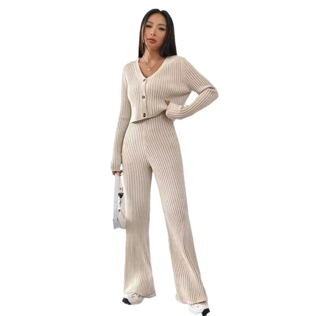 Women's Clothing Straight-leg Pants V-neck Washing And Drying Suit InSpaceX Fashion