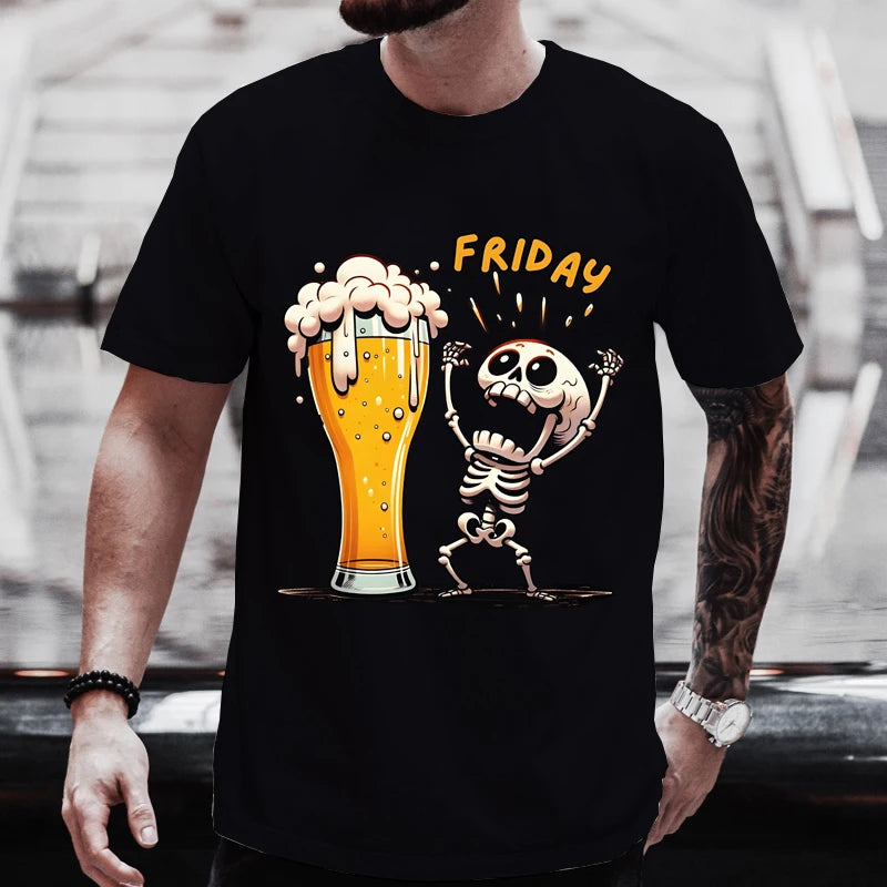 Summer Hot Sale Beer T-Shirts Funny 3D Skull Print T Shirt For Men AliExpress