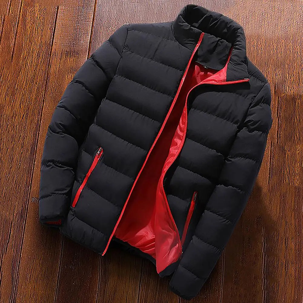 Slim Winter Men Thick Coats Waterproof Solid Color Stand Collar Male Windbreak Cotton Padded Down Jackets Casual Mens Outwear InSpaceX Fashion