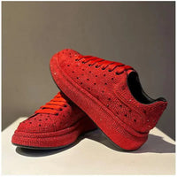 New Men Red Rhinestone Pattern All Match Brand Shoes Causal Flats Loafers Sports Walking Sneakers Zapatos Hombre InSpaceX Fashion