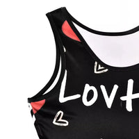 Plus Size Summer Women's Dresses  Fashion Contrast Heart Print U-Neck Sleeveless Casual Bodycon  Mini Dress InSpaceX Fashion