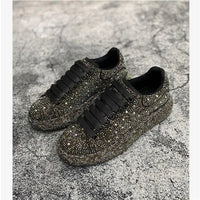 New Men Red Rhinestone Pattern All Match Brand Shoes Causal Flats Loafers Sports Walking Sneakers Zapatos Hombre InSpaceX Fashion