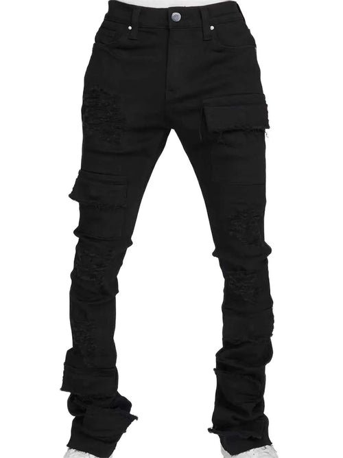 Men Ripped Denim Pants Distressed Skinny Cargo Pants Casual Trousers AliExpress