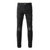 Street Style Men's Jeans Vintage Black Ripped Slim Fit Hip Hop Sweatpants Trendy Branded Male Cotton Pants Casual Wear InSpaceX Fashion