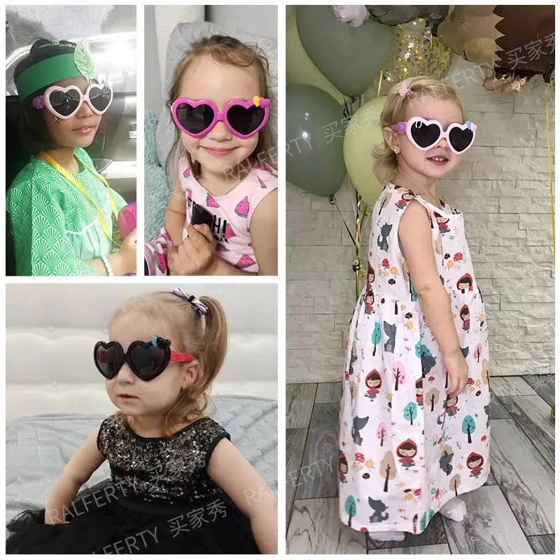 Ralferty Flexible Kids Sunglasses Girl's Glasses Polarzied Anti UV Shades for Baby Heart Shaped Sun Glasses Oculos infantil InSpaceX Fashion