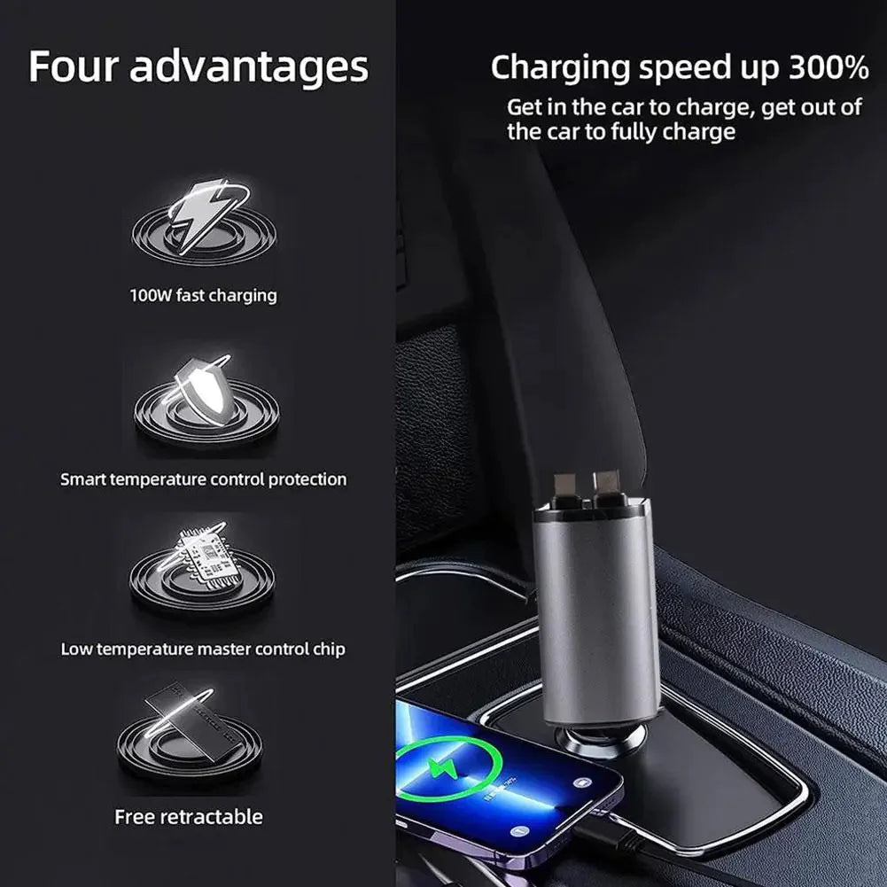 Car Charger 100W Super Fast Charging Car Cigarette Lighter USB-C Adapter InSpaceX Fashion