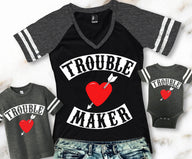 MOMMY & ME Trouble Maker & Trouble Shirts for Mom Baby and Kids