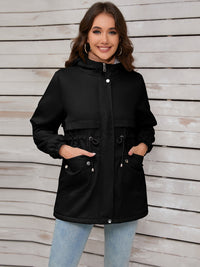 Drawstring Long Sleeve Hooded Jacket Trendsi