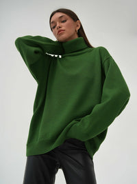 Turtleneck Long Sleeve Sweater Trendsi