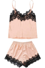 Lace Detail Spaghetti Strap Top and Shorts Lounge Set Trendsi