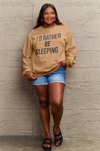 Simply Love Full Size I'D RATHER BE SLEEPING Round Neck Sweatshirt Trendsi