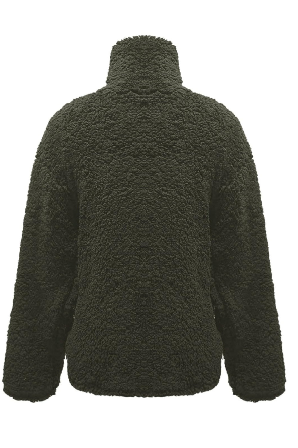 Fuzzy Turtleneck Long Sleeve Sweatshirt Trendsi