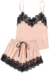 Lace Detail Spaghetti Strap Top and Shorts Lounge Set Trendsi