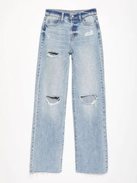 Distressed Straight Leg Jeans with Pockets Trendsi