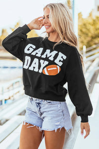 GAME DAY Round Neck Long Sleeve Sweatshirt Trendsi