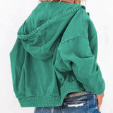 Hooded Dropped Shoulder Denim Jacket Trendsi