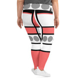 Womens Plus Size Fitness Leggings - Pale Red Print